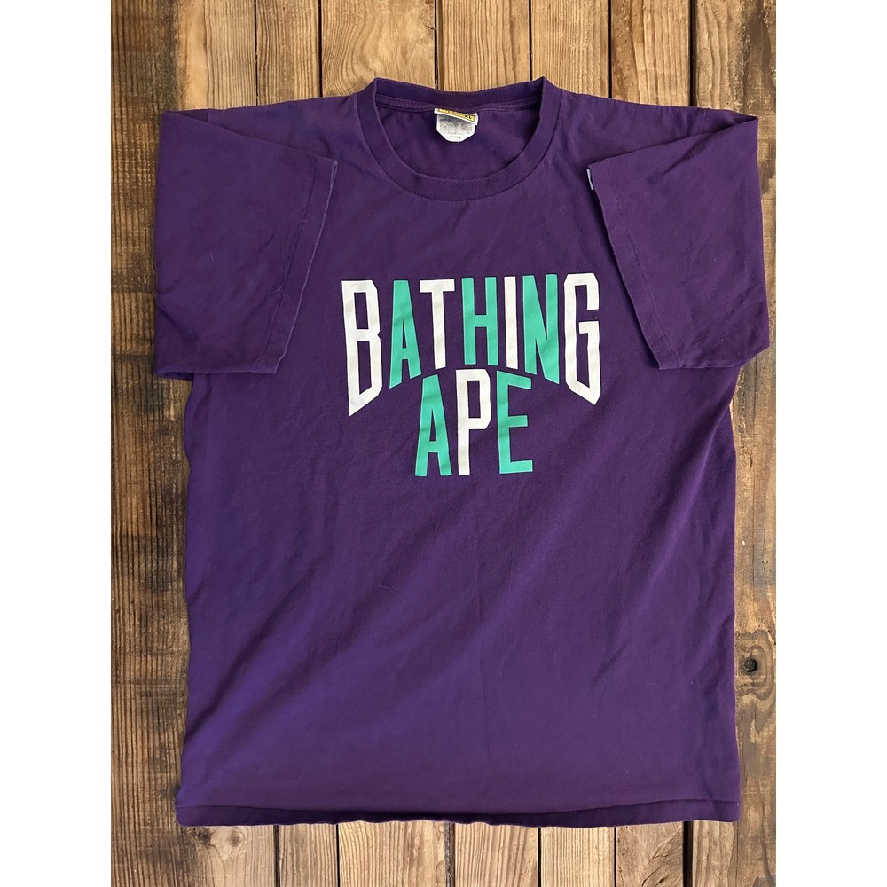 A Bathing Ape BAPE Purple Graphic T-Shirt XL Arched Logo Streetwear Tee